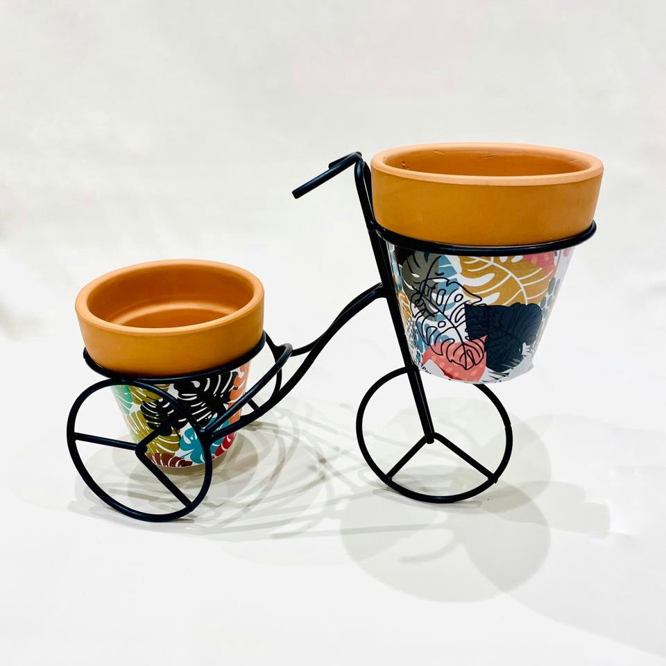 Bicycle Planter with Decorative Pots – Dual Succulent Display